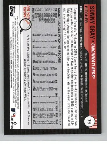 2021 Topps Big League #79 Sonny Gray NM-MT Reds ID:42568 - Baseball Card Single