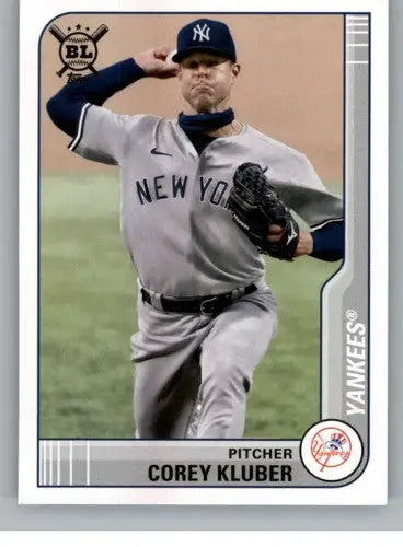 Original gloss 2021 Topps Big League Corey Kluber Yankees baseball card NM-MT