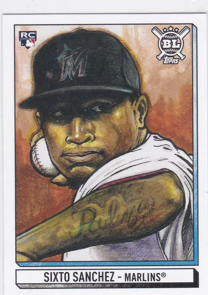 Baseball card of Sixto Sanchez, Miami Marlins pitcher from Topps Big League