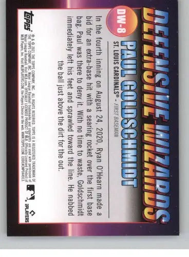 2021 Topps Big League Defensive Wizards #DW-8 Paul Goldschmidt NM-MT Ca ID:41687 - Baseball Card Single