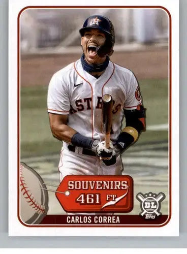 Original gloss baseball card of Carlos Correa from 2021 Topps Big League Souvenirs