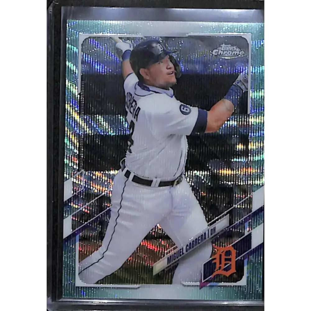 2021 Topps Chrome #10 Miguel Cabrera Aqua Wave Refractor #/199 NM-MT Baseball Card - Baseball Card Single