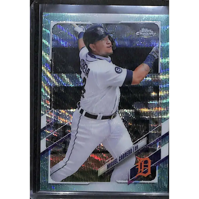 2021 Topps Chrome #10 Miguel Cabrera Aqua Wave Refractor #/199 NM-MT Baseball Card - Baseball Card Single