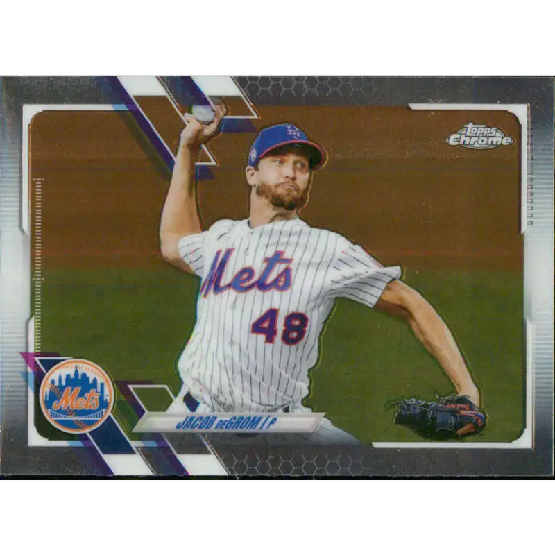 2021 Topps Chrome #12 Jacob deGrom NM-MT New York Mets Baseball Card - Baseball Card Single