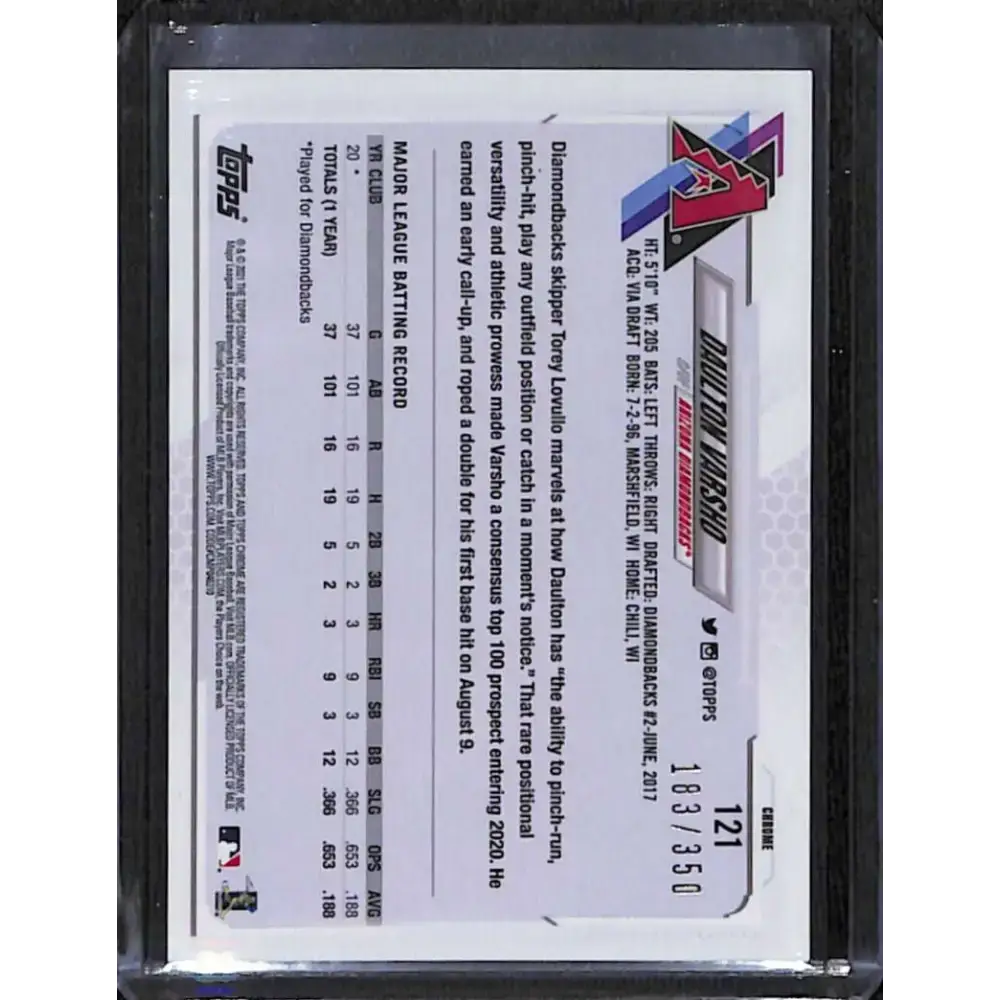 2021 Topps Chrome #121 Daulton Varsho Magenta Speckle Refractor #/350 NM-MT Baseball Card - Baseball Card Single