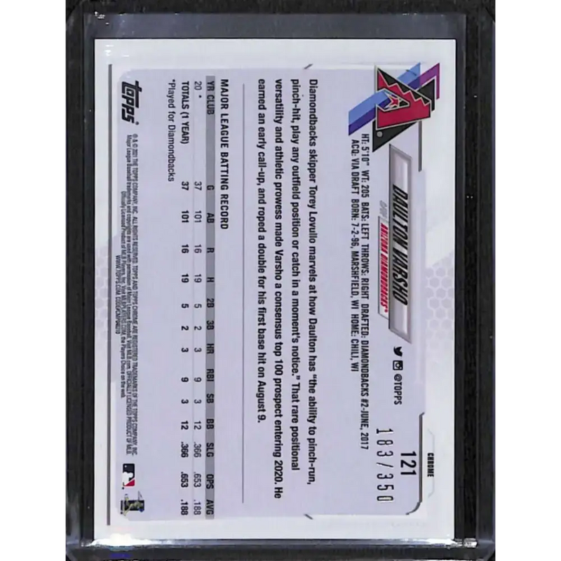 2021 Topps Chrome #121 Daulton Varsho Magenta Speckle Refractor #/350 NM-MT Baseball Card - Baseball Card Single