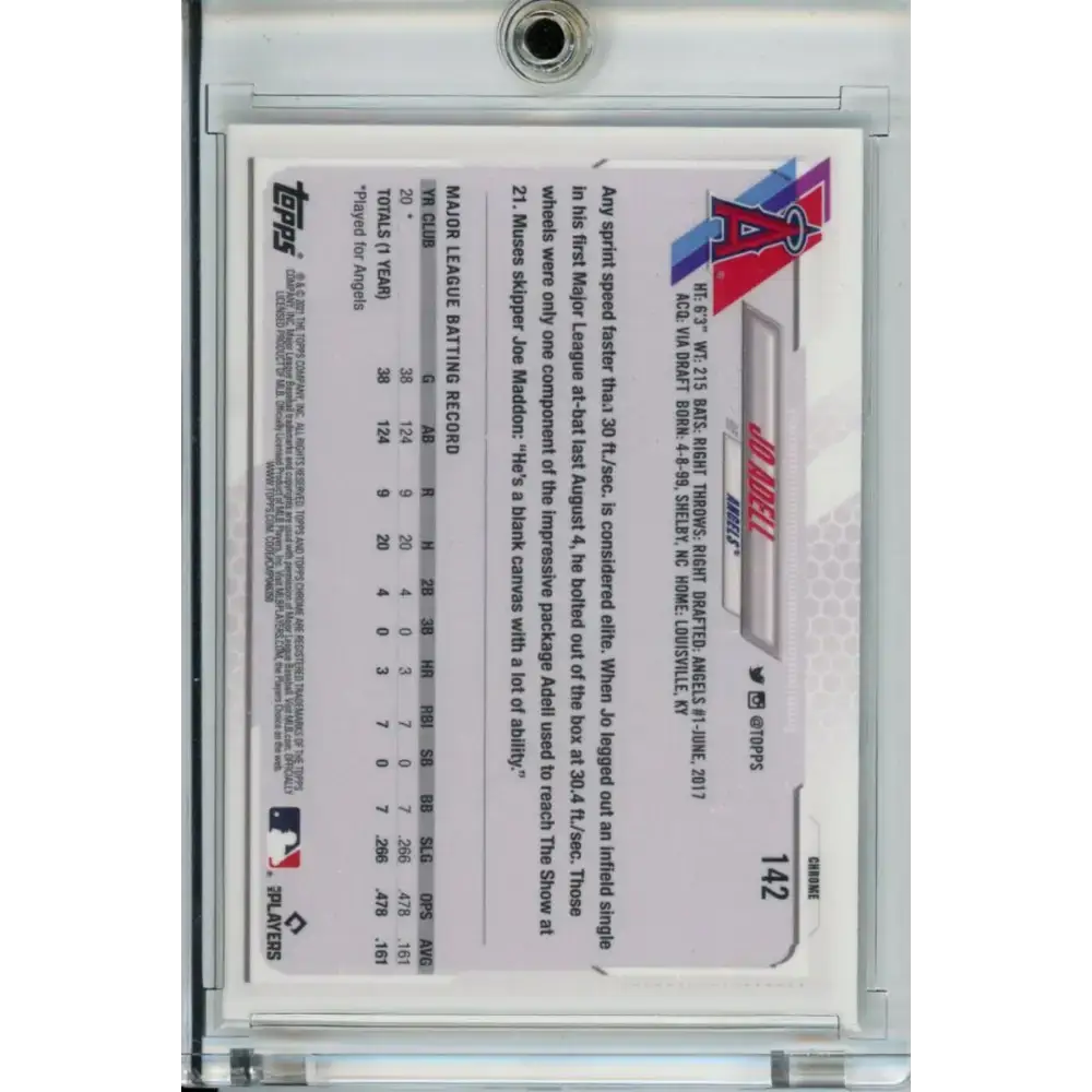 2021 Topps Chrome #142 Jo Adell SP Image Variation NM-MT California Angels Baseball Card - Baseball Card Single