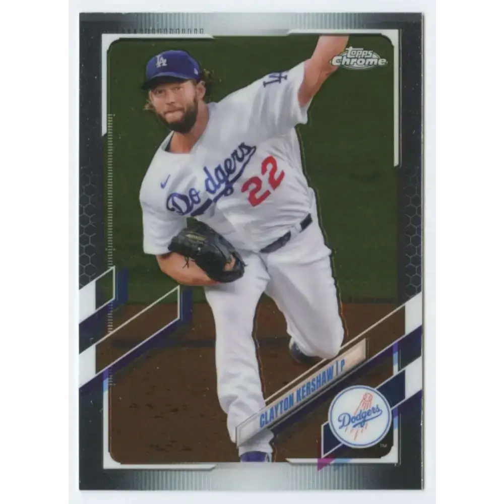 2021 Topps Chrome #147 Clayton Kershaw NM-MT Los Angeles Dodgers Baseball Card - Baseball Card Single