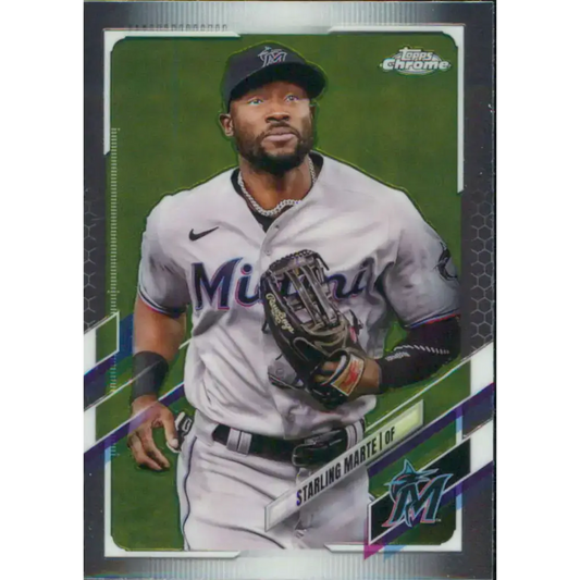 2021 Topps Chrome #160 Starling Marte NM-MT Miami Marlins Baseball Card - Baseball Card Single