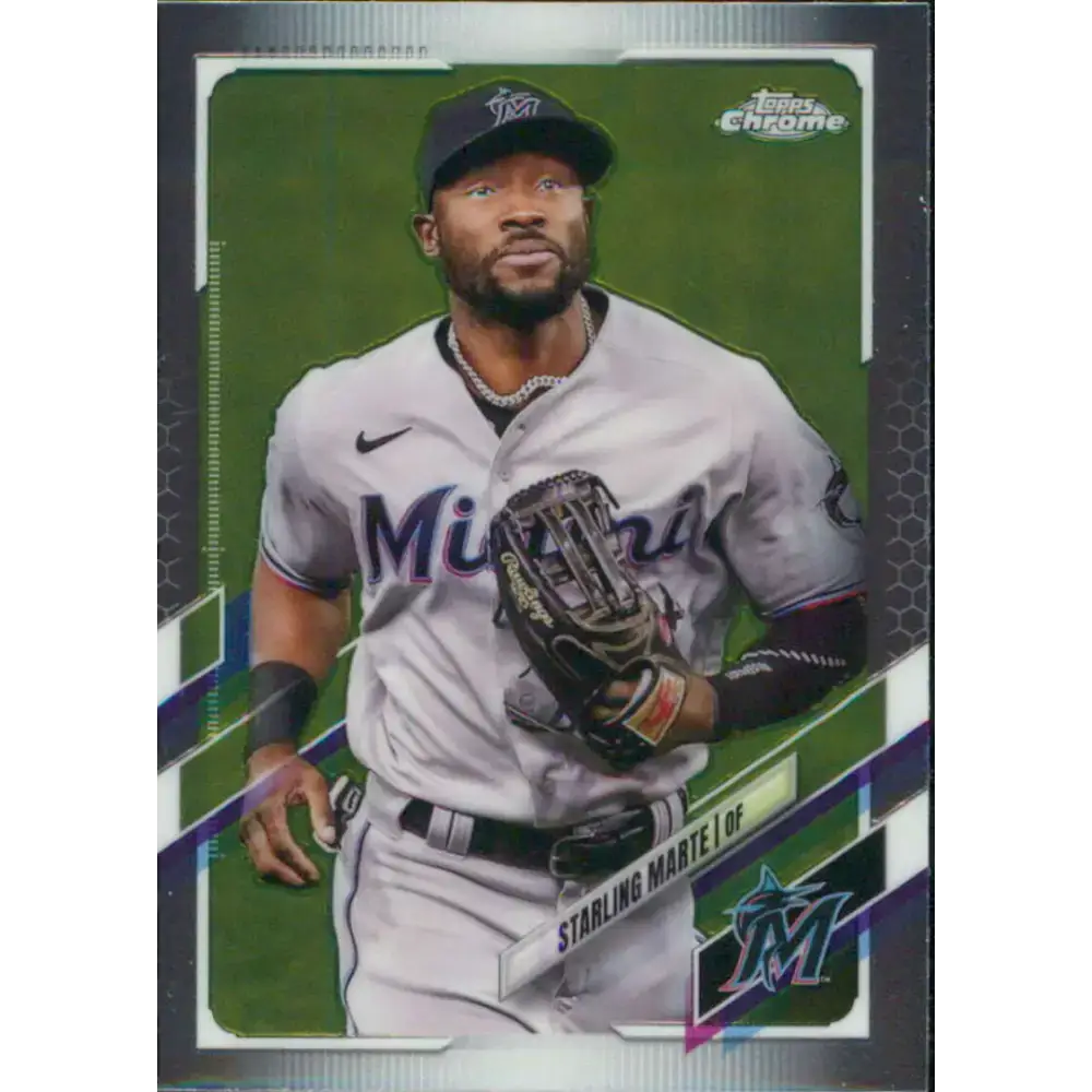 2021 Topps Chrome #160 Starling Marte NM-MT Miami Marlins Baseball Card - Baseball Card Single