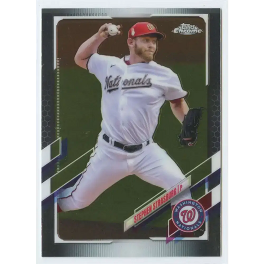 2021 Topps Chrome #176 Stephen Strasburg NM-MT Washington Nationals Baseball Card - Baseball Card Single