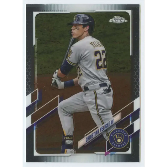 2021 Topps Chrome #18 Christian Yelich NM-MT Milwaukee Brewers Baseball Card - Baseball Card Single