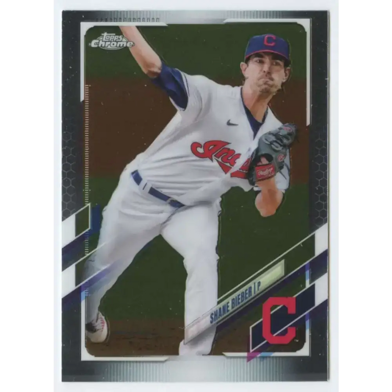 2021 Topps Chrome #198 Shane Bieber NM-MT Cleveland Indians Baseball Card - Baseball Card Single