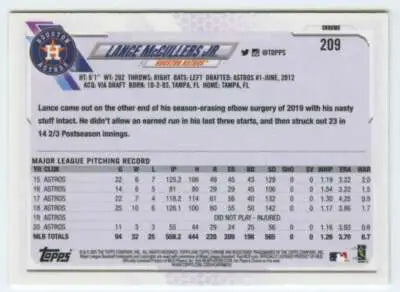 2021 Topps Chrome #209 Lance McCullers Jr. NM-MT Astros - Baseball Card Single