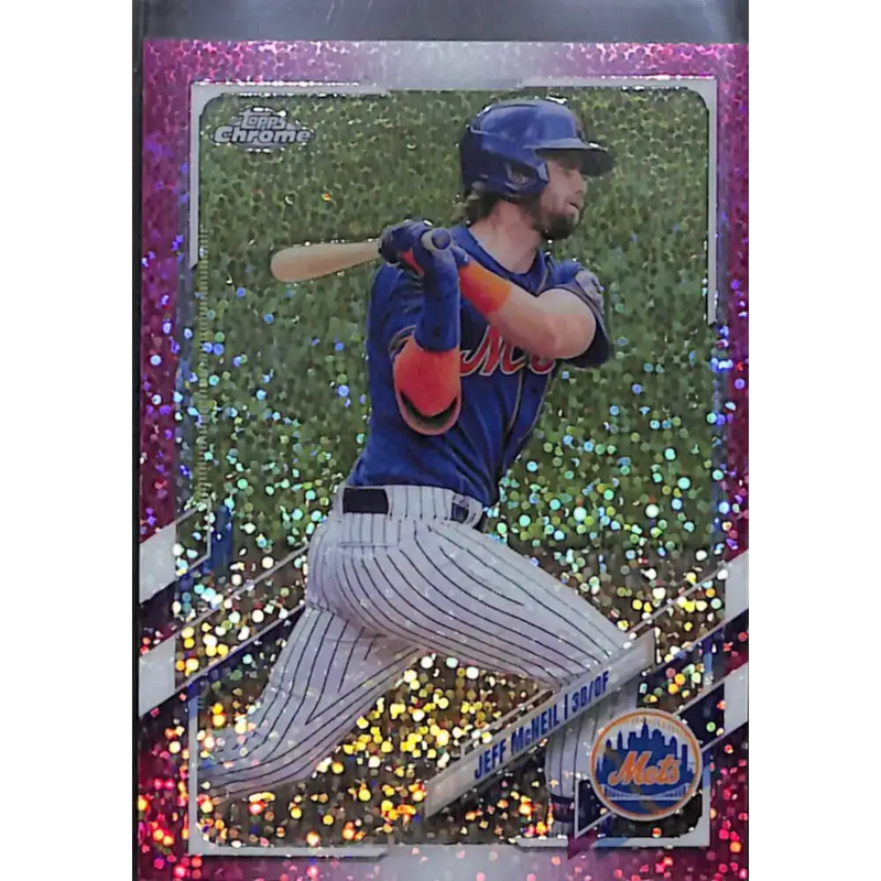 2021 Topps Chrome #214 Jeff McNeil Magenta Speckle Refractor #/350 NM-MT Baseball Card - Baseball Card Single