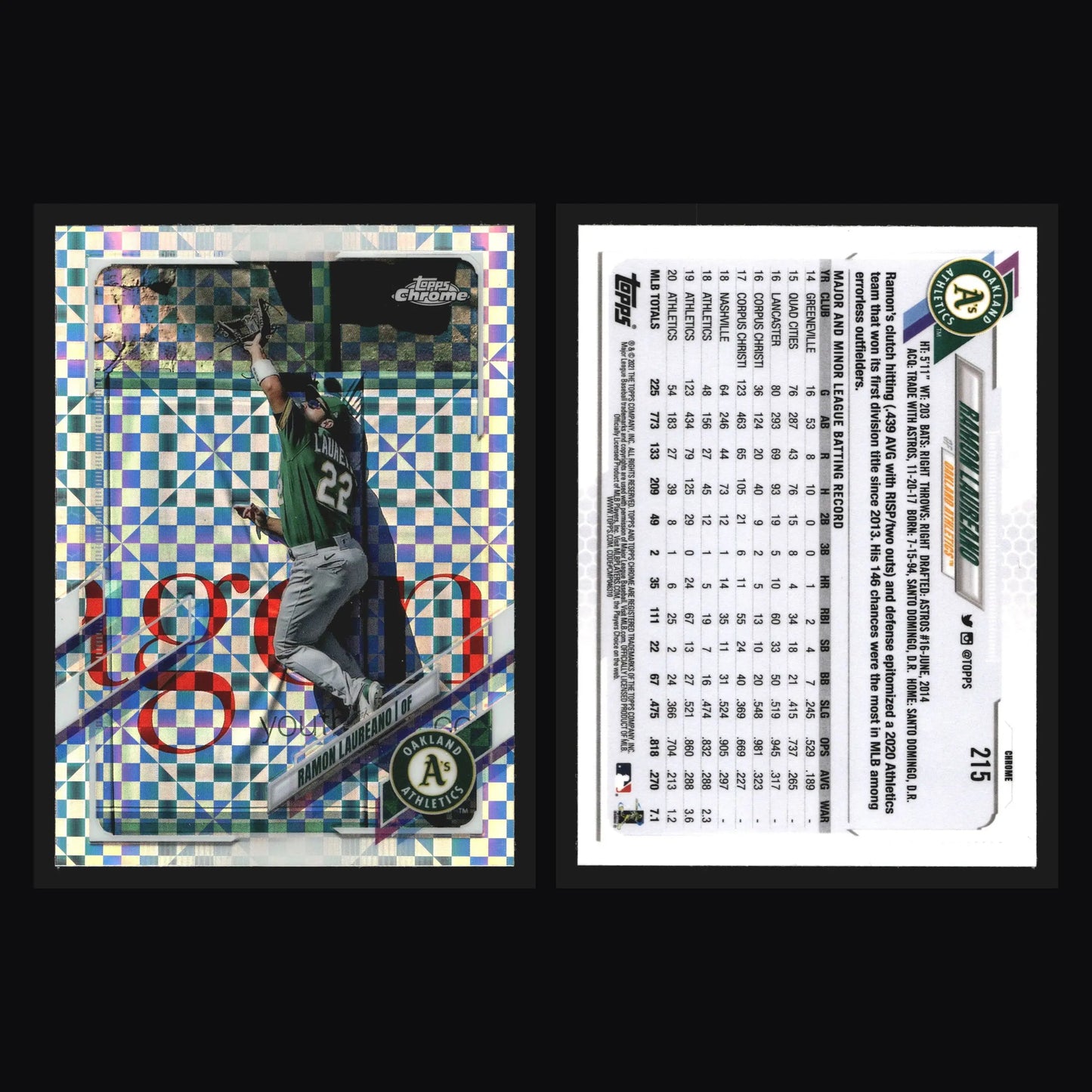 2021 Topps Chrome #215 Ramon Laureano X-Fractor Oakland Athletics - Baseball Card Single