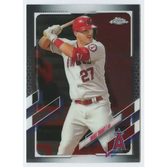 2021 Topps Chrome #27 Mike Trout NM-MT Los Angeles Angels Baseball Card - Baseball Card Single
