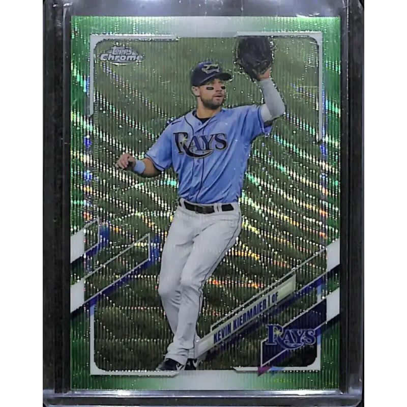 2021 Topps Chrome #38 Kevin Kiermaier Green Wave Refractor #/99 NM-MT Baseball Card - Baseball Card Single