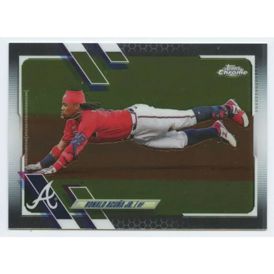 2021 Topps Chrome #50 Ronald Acuna Jr. NM-MT Atlanta Braves Baseball Card - Baseball Card Single