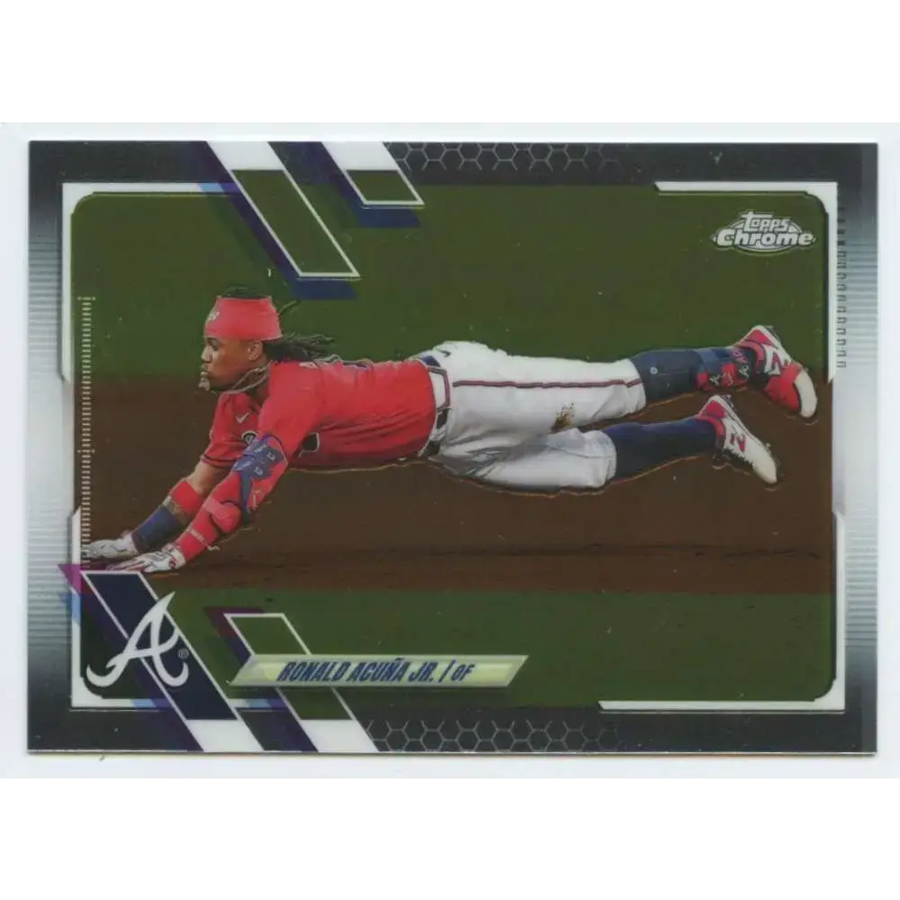2021 Topps Chrome #50 Ronald Acuna Jr. NM-MT Atlanta Braves Baseball Card - Baseball Card Single
