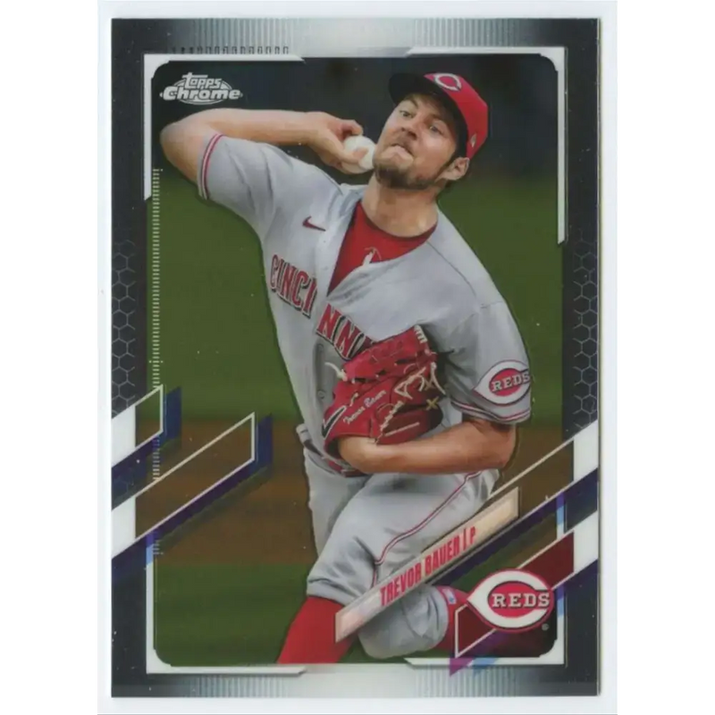 2021 Topps Chrome #77 Trevor Bauer NM-MT Cincinnati Reds Baseball Card - Baseball Card Single