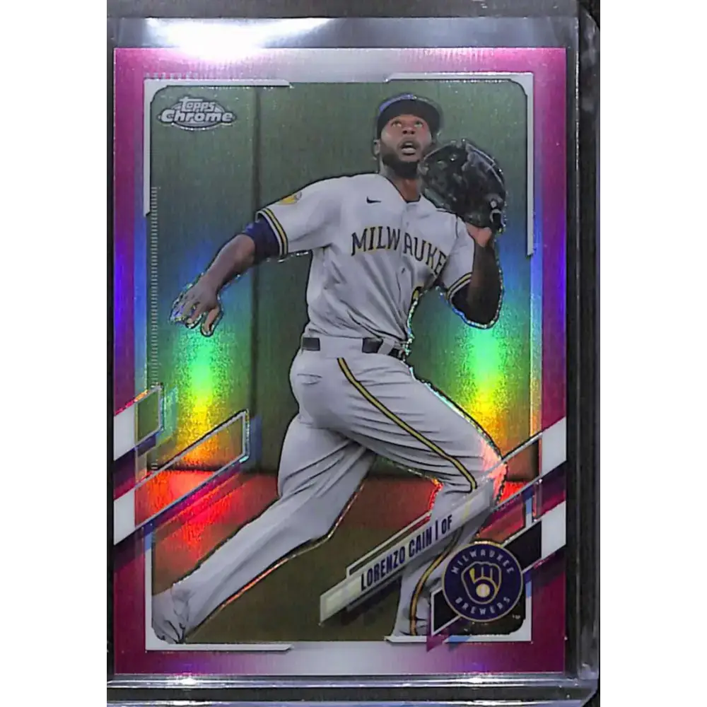 2021 Topps Chrome #86 Lorenzo Cain Magenta Refractor #/399 NM-MT Baseball Card - Baseball Card Single