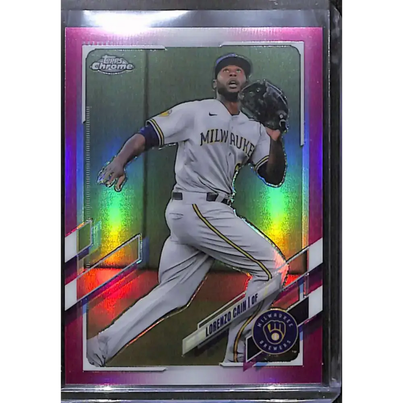 2021 Topps Chrome #86 Lorenzo Cain Magenta Refractor #/399 NM-MT Baseball Card - Baseball Card Single