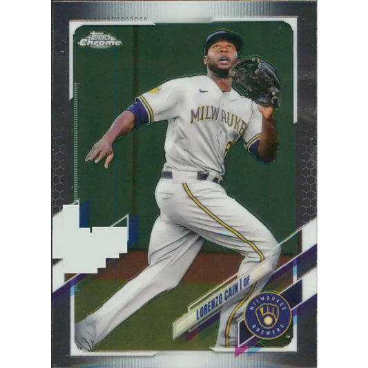 2021 Topps Chrome #86 Lorenzo Cain NM-MT Milwaukee Brewers Baseball Card - Baseball Card Single