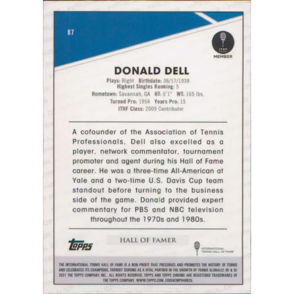 2021 Topps Chrome #87 Donald Dell NM-MT Tennis Card - Tennis Card Single