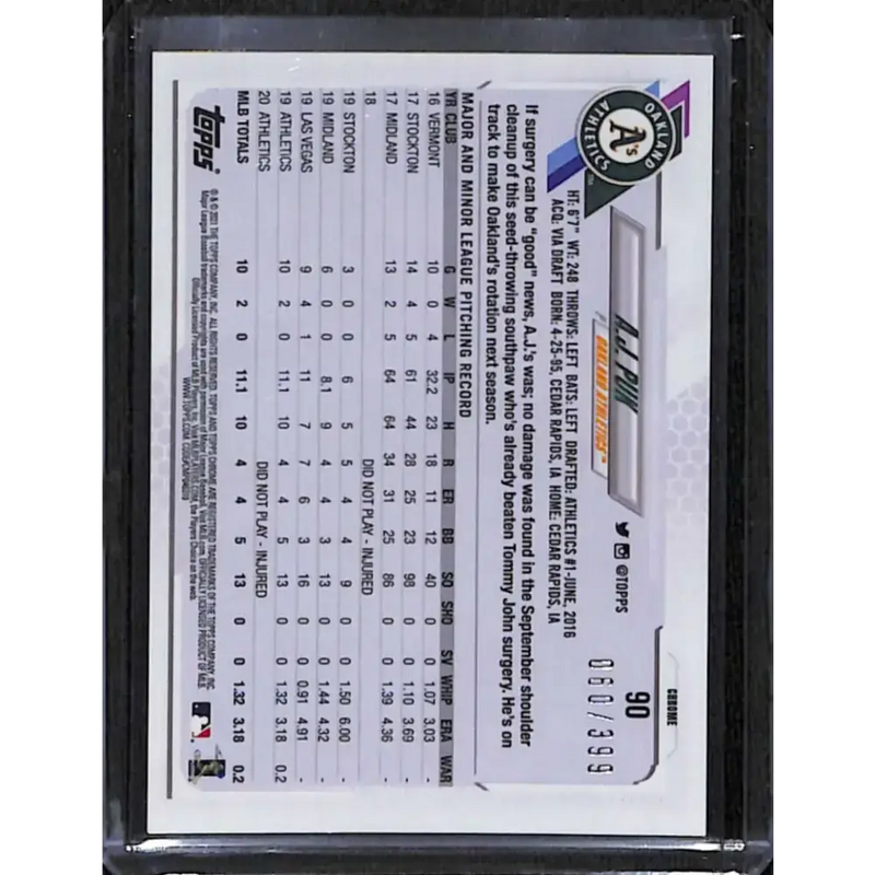 2021 Topps Chrome #90 A.J. Puk Magenta Refractor #/399 NM-MT Baseball Card - Baseball Card Single