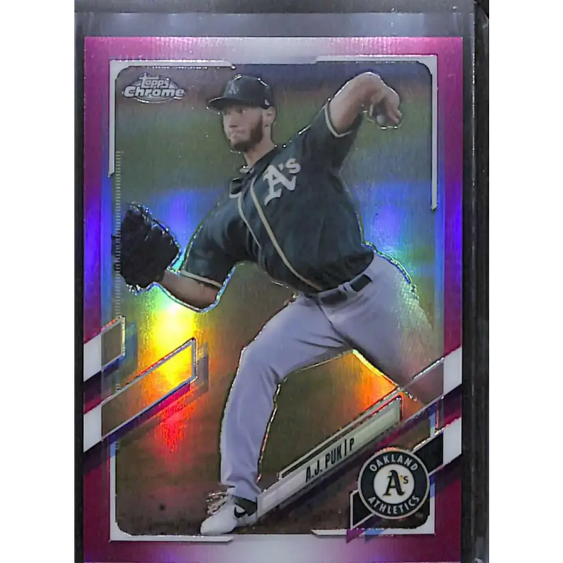 2021 Topps Chrome #90 A.J. Puk Magenta Refractor #/399 NM-MT Baseball Card - Baseball Card Single