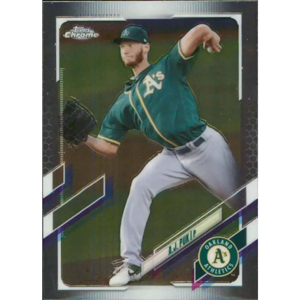 2021 Topps Chrome #90 A.J. Puk NM-MT Oakland Athletics Baseball Card - Baseball Card Single