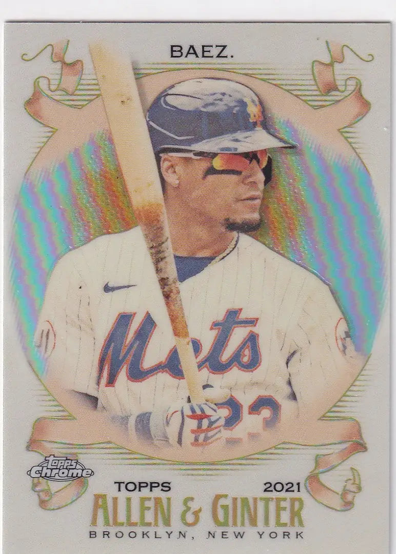 2021 TOPPS CHROME ALLEN & GINTER #65 JAVIER BAEZ REFRACTOR- LOS ANGELES DODGERS - Baseball Card Single