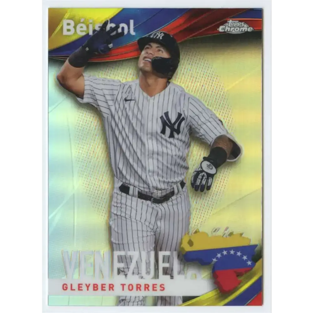2021 Topps Chrome Beisbol Refractor #B-3 Gleyber Torres NM-MT New York Yankees Baseball Card - Baseball Card Single