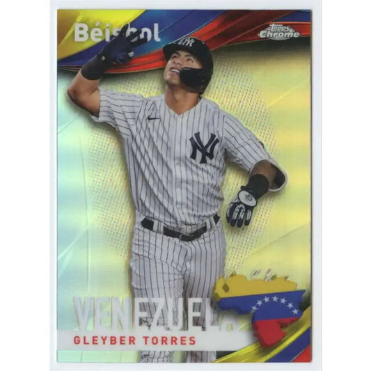 2021 Topps Chrome Beisbol Refractor #B-3 Gleyber Torres NM-MT New York Yankees Baseball Card - Baseball Card Single