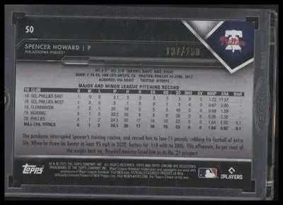 2021 Topps Chrome Black #50 Spencer Howard Purple Refractor #/150 - Baseball Card Single