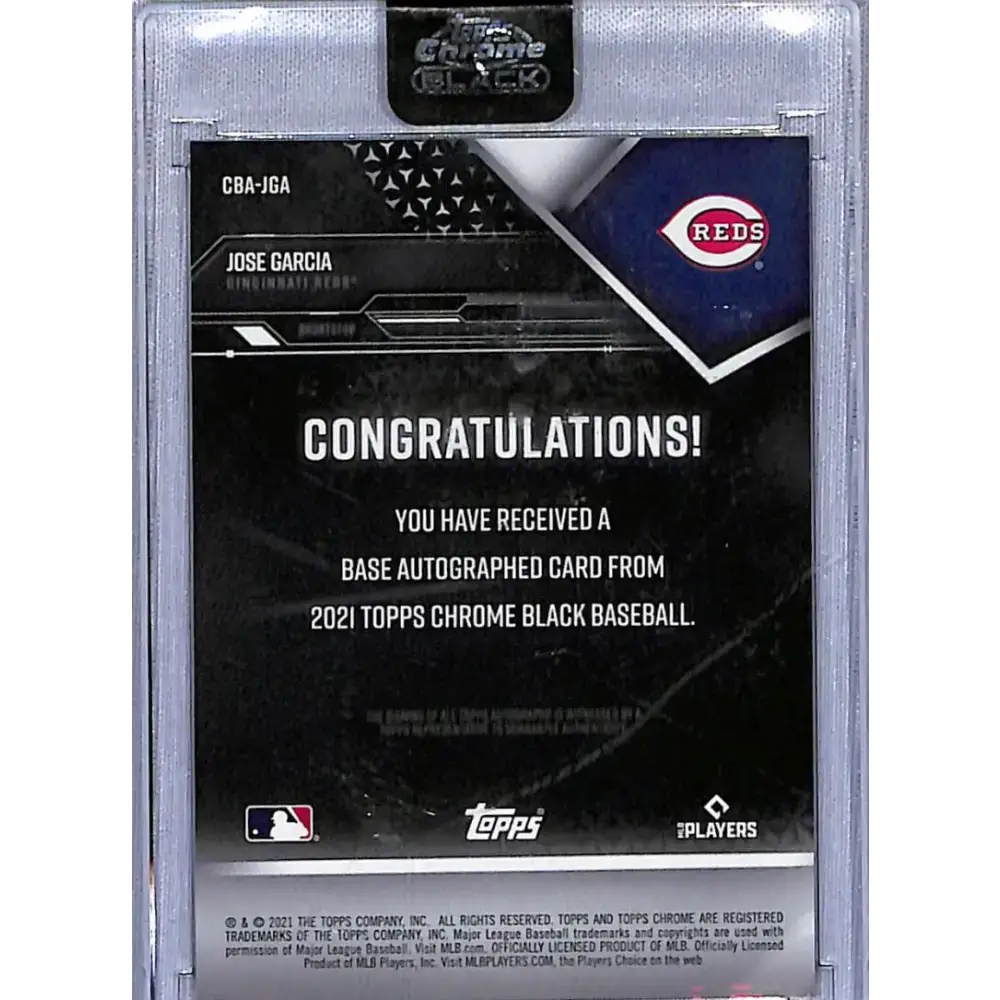 2021 Topps Chrome Black Autographs #CBA-JGA Jose Garcia NM-MT Auto Cincinnati Reds Baseball Card - Baseball Card Single