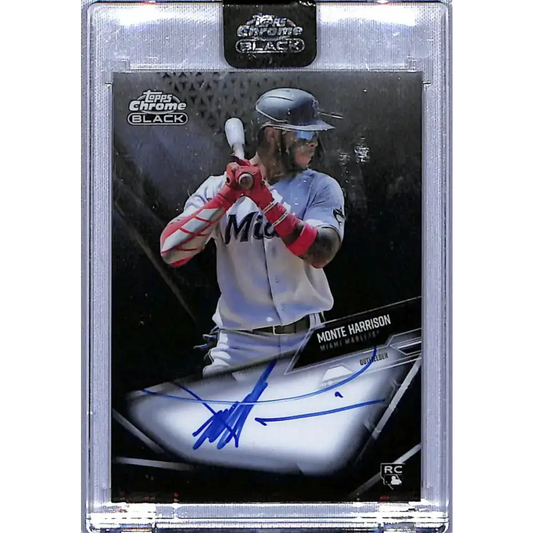 2021 Topps Chrome Black Autographs #CBA-MH Monte Harrison NM-MT Auto Miami Marlins Baseball Card - Baseball Card Single