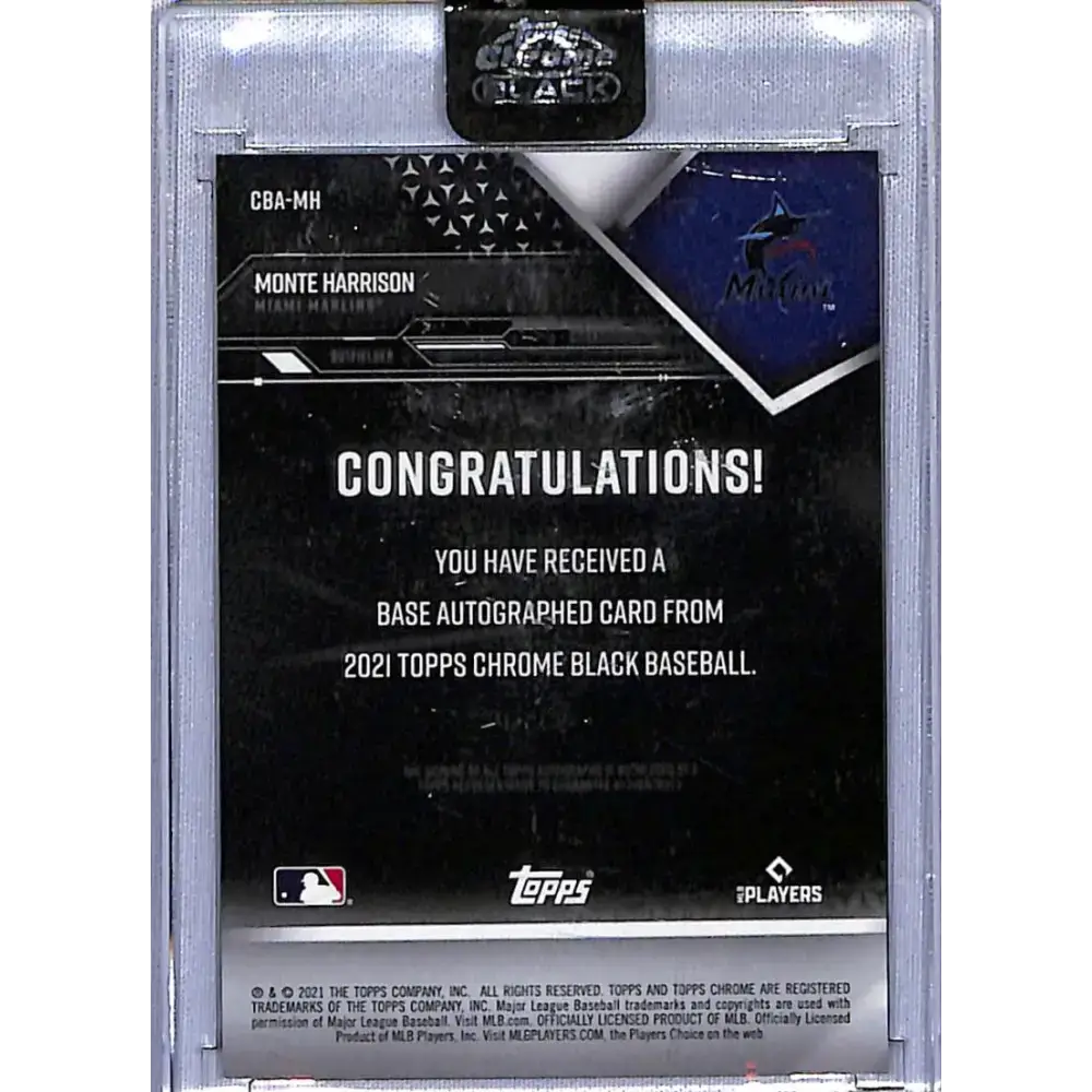 2021 Topps Chrome Black Autographs #CBA-MH Monte Harrison NM-MT Auto Miami Marlins Baseball Card - Baseball Card Single