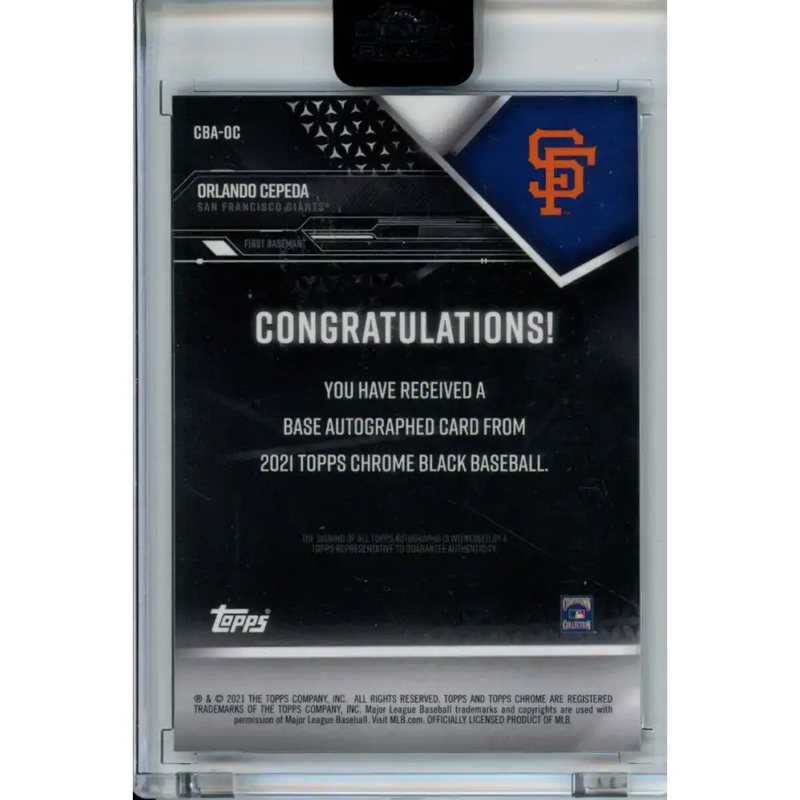 2021 Topps Chrome Black Autographs #CBA-OC Orlando Cepeda NM-MT Auto San Francisco Giants Baseball Card - Baseball Card