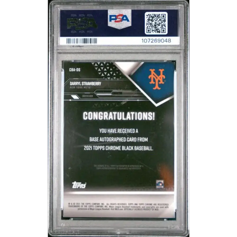 2021 Topps Chrome Black Autographs Refractor Green #CBA-DS Darryl Strawberry PSA 9 MINT Auto 61/99 New York Mets
