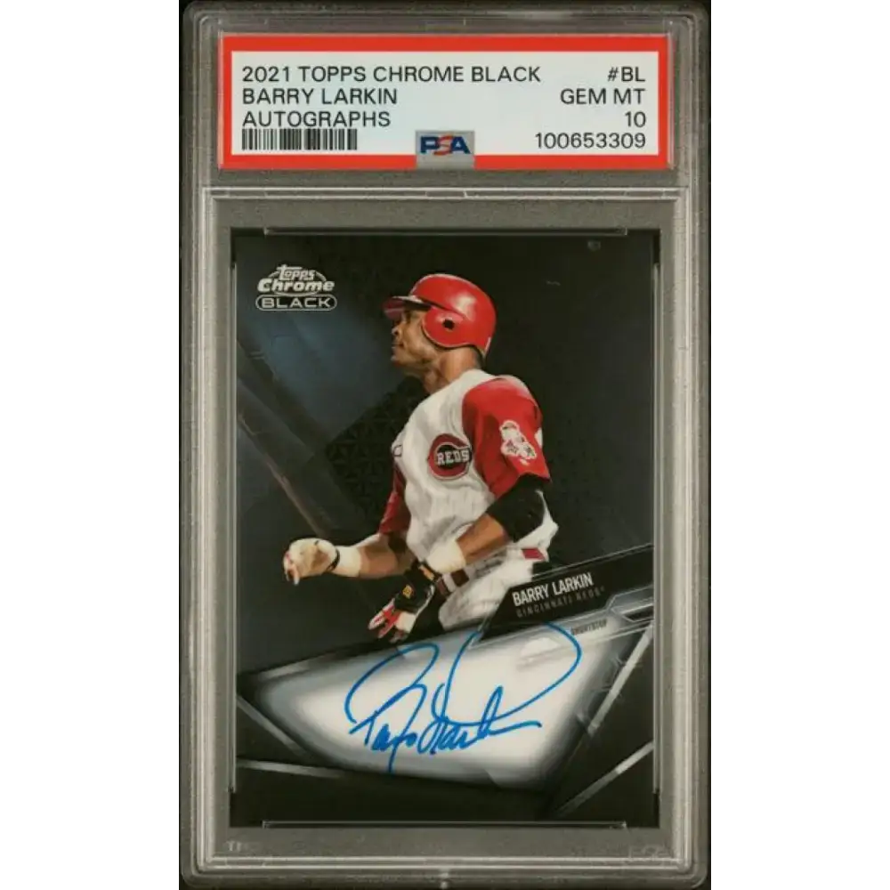 2021 Topps Chrome Black #CBA-BL Barry Larkin PSA 10 GEM MINT Auto Cincinnati Reds Baseball Card - Baseball Card Single