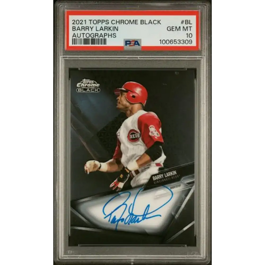 2021 Topps Chrome Black #CBA-BL Barry Larkin PSA 10 GEM MINT Auto Cincinnati Reds Baseball Card - Baseball Card Single