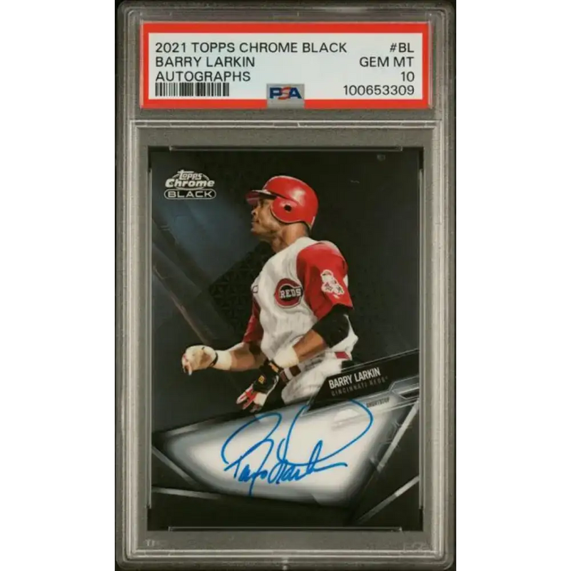 2021 Topps Chrome Black #CBA-BL Barry Larkin PSA 10 GEM MINT Auto Cincinnati Reds Baseball Card - Baseball Card Single