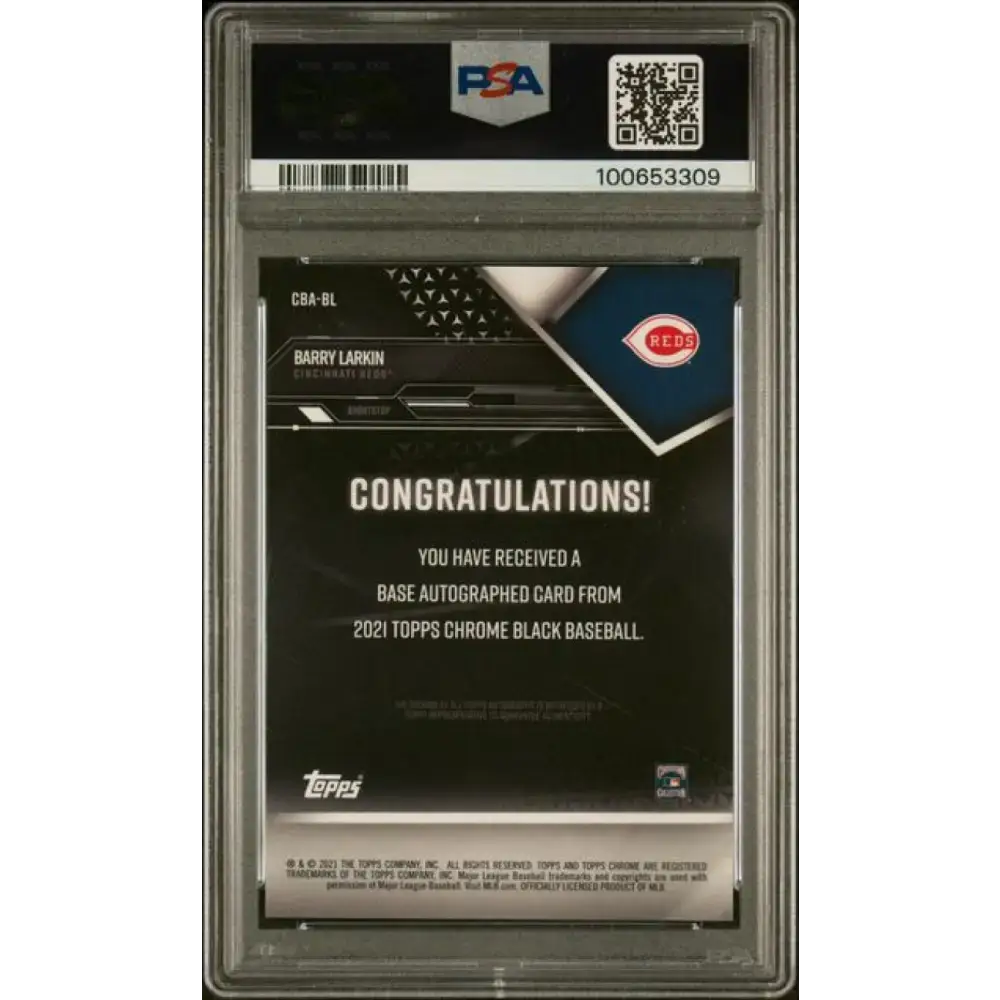2021 Topps Chrome Black #CBA-BL Barry Larkin PSA 10 GEM MINT Auto Cincinnati Reds Baseball Card - Baseball Card Single