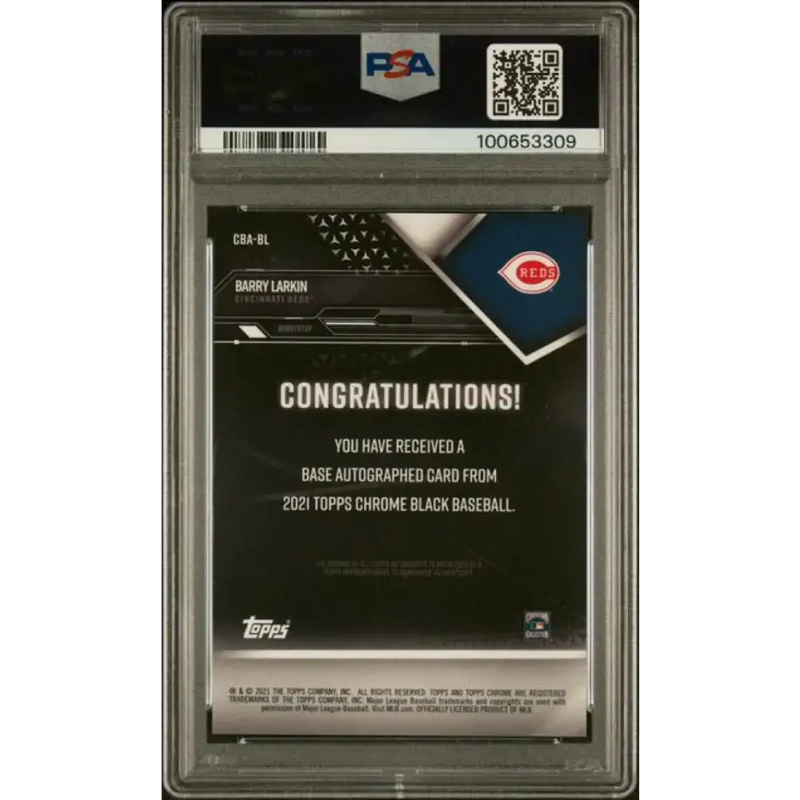 2021 Topps Chrome Black #CBA-BL Barry Larkin PSA 10 GEM MINT Auto Cincinnati Reds Baseball Card - Baseball Card Single