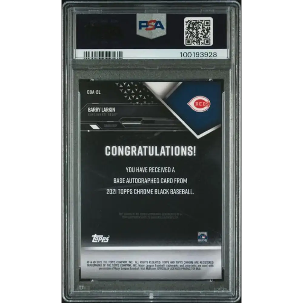 2021 Topps Chrome Black #CBA-BL Barry Larkin PSA 10 GEM MINT Auto Cincinnati Reds Baseball Card - Baseball Card Single