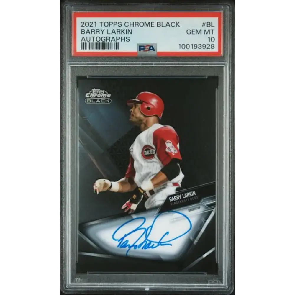2021 Topps Chrome Black #CBA-BL Barry Larkin PSA 10 GEM MINT Auto Cincinnati Reds Baseball Card - Baseball Card Single