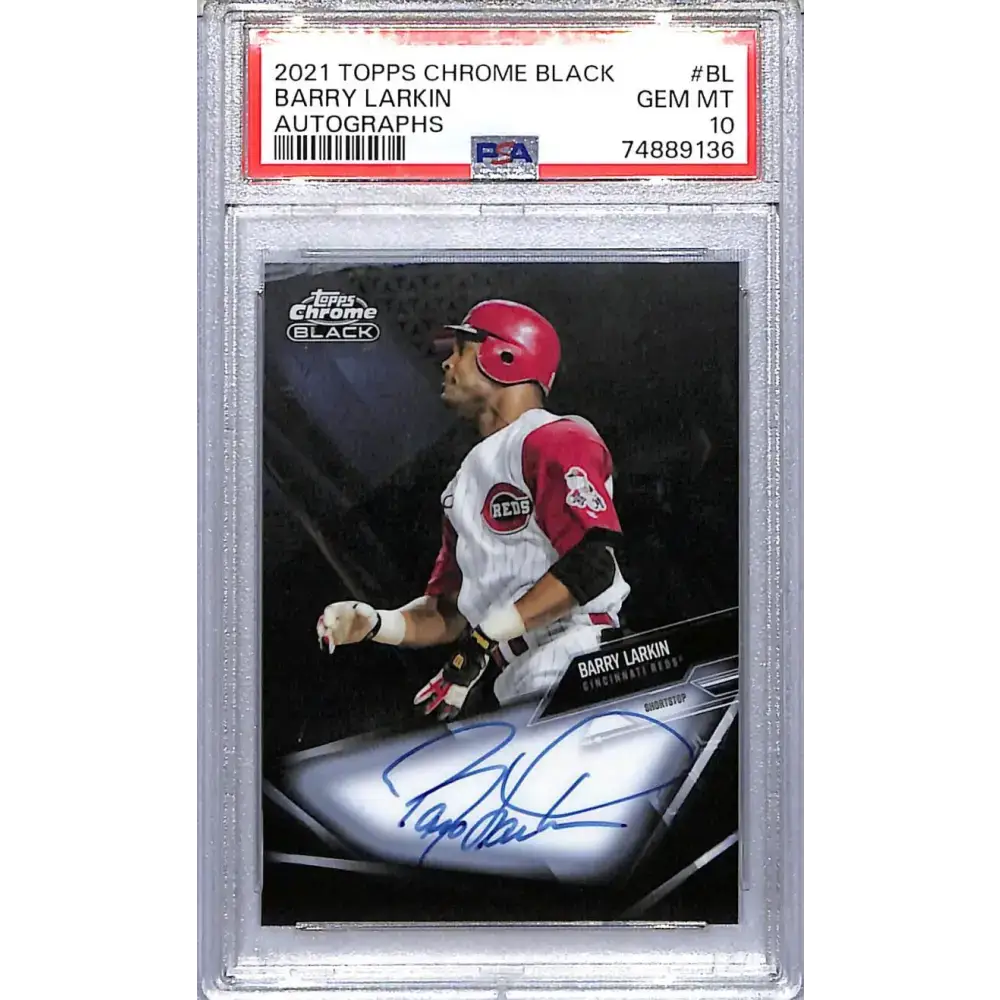 2021 Topps Chrome Black #CBA-BL Barry Larkin PSA 10 GEM MINT Auto Cincinnati Reds Baseball Card - Baseball Card Single