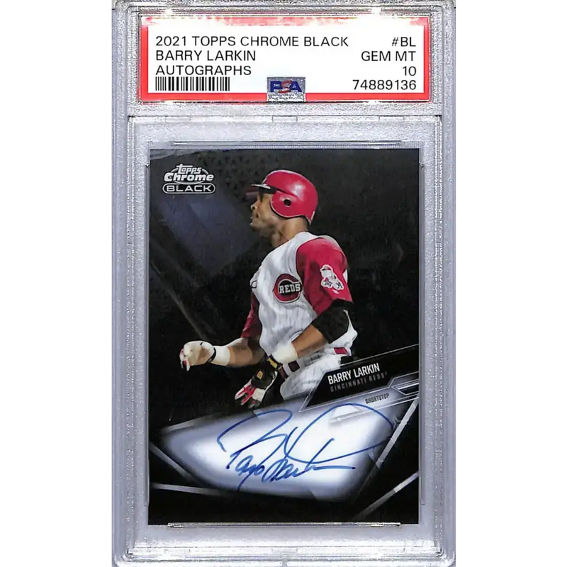 2021 Topps Chrome Black #CBA-BL Barry Larkin PSA 10 GEM MINT Auto Cincinnati Reds Baseball Card - Baseball Card Single